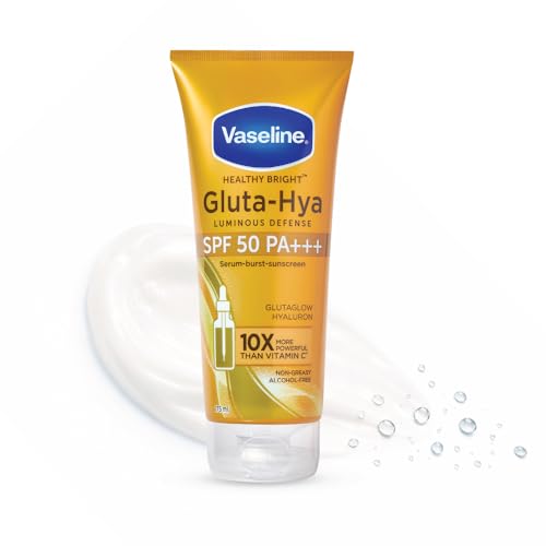 Vaseline Gluta Hya – Antioxidant SPF 50 PA+++ Sunscreen for Face & Body All | Glutathione & Hyaluronic Acid infused Sunscreen 175 ML