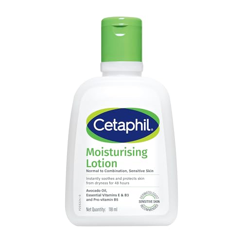 Cetaphil Moisturising Lotion 118 ml for Dry to Normal & Sensitive Skin | 48H Hydration with Niacinamide, Panthenol & Glycerin | Fragrance-Free, Non-Greasy, Dermatologist Recommended, For Face and Body