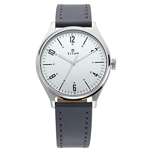 Titan Workwear Urban Edge Quartz Analog Silver Dial Black Leather Watch for Men – 1802SL02