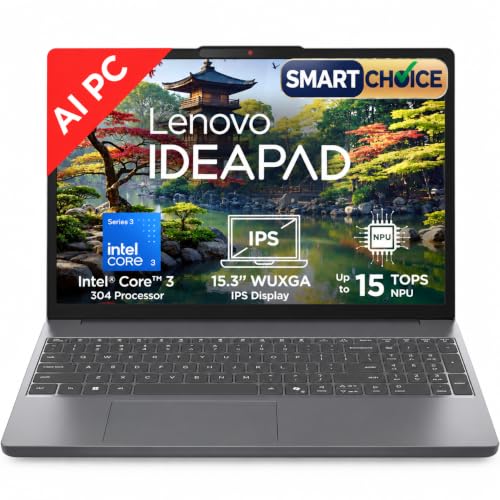 Lenovo IdeaPad Slim 3 Smartchoice (2026) Intel Core 3 304 AI PC (8GB RAM/512GB SSD/15.3″ (38.35cm)/WUXGA IPS/FHD+IR Camera/Windows 11/MSO 365 Basic+Office 2024/Grey/1.6Kg), 83RR00TWIN