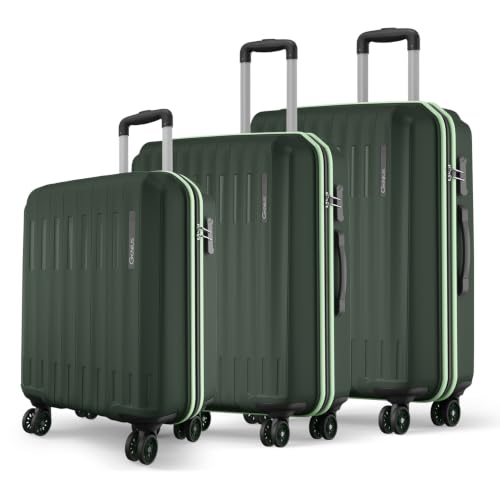 Safari Genius Alley Set of 3 (Cabin + Medium + Large) Trolley Bags Hard Case Polypropylene, 4 Wheels, 360 Degree Wheeling Luggage, Suitcase for Travel, Trolley Bags for Travel, Deep Forrest