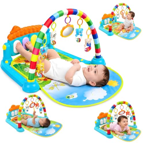 TinyPlay Baby Play Gym for Babies (0–12 Months) | Model KK0639 | Soft Play Mat with Hanging Toys, Musical Piano Keyboard & Tummy Time Support | Activity Play Gym for Newborns & Infants (Multicolor)
