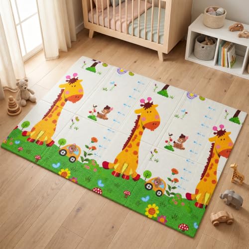 TinyPlay Dino ABC Reversible Baby Play Mat for Floor, Baby Playmate for 0–3 Years, 0.6 cm Thick Waterproof Playing Mat for Kids & Toddlers, 6.5 x 5 ft