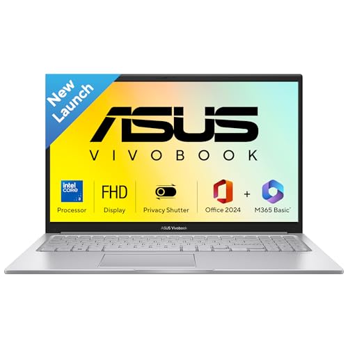 ASUS Vivobook 15 (2026),Intel Core 3 100U,(i3-14th Gen),Intel iGPU,8GB RAM,512GB SSD,FHD,15.6″(39.6 cm),Windows 11,M365 Basic(1Y),Office 2024,Cool Silver,1.7 Kg,X1504VAP-IN005WS,Thin & Light Laptop
