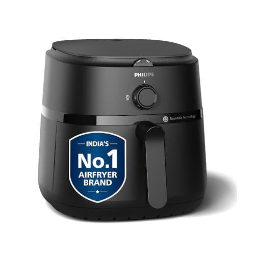 PHILIPS Air Fryer NA130, 6.2 Litre, Extra Large, 100% Food Safe | uses up to 90% less fat, 1700W, with Rapid Air Technology (Black)