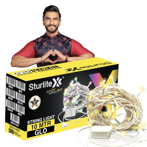 Sturlite GLO 10 Meter 46 LED String Light | Copper Wire Serial Rice Jhalar Light | Diwali Lights for Home Decoration | Fairy Light for Mandir, Room & Balcony | Golden Yellow (Warm White) | Pack of 1
