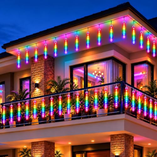 Desidiya Rain Drop LED Meteor Shower Diwali Lights for Decoration for Home 192 LEDs 8 Tubes Falling Effect for Diwali, Christmas, New Year, Home & Outdoor Decoration (Multicolor)