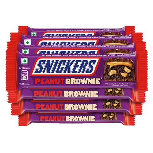 Snickers Peanut Brownie Chocolate Bar | Loaded with Brownie, Peanuts & Caramel | Irresistibly Nutty Chocolate Bar | 45g | Pack of 8