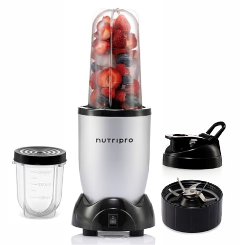 NutriPro Juicer Mixer Grinder Stainless Steel – Smoothie Maker – 500 Watts (2 Jars & 1 Blade, Silver) – 2 Year Warranty