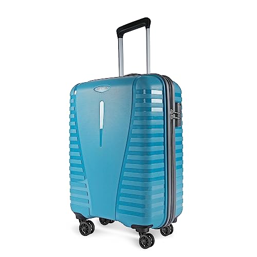 Aristocrat Airpro 8-Wheel Medium Size Hard Case Trolley Bag, Teal Blue | Durable Polypropylene Case, Spacious, Combination Lock, Sturdy Zipper, Lightweight Travel Luggage, 3-Year Global Warranty