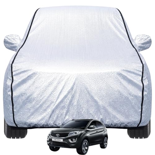 Pivalo Car Cover for Tata Nexon All Model & Years (2017-2026) 100% Waterproof with Mirror Pockets, Triple Stitched Bottom Elastic Dustproof Full Body Protection (Heat & UV Resistant, Silver)
