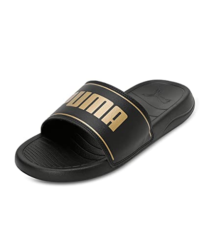 Puma unisex-adult Slide Max Black-Metallic Gold Slide Sandal – 7 UK (39453706)