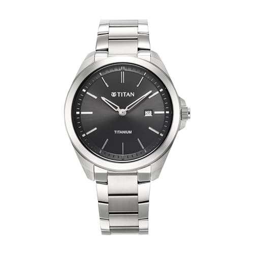 Titan Titanium Quartz Analog Black Dial Titanium Strap Watch for Men-90177TM03