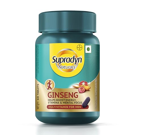 Supradyn Naturals Ginseng Multivitamin Tablet for Men – From India’s No.1 Brand | Ginseng & Grapeseed Extract | 12 Vitamins, Zinc, Magnesium | Energy, Immunity, Stamina, Mental Focus | 60 Tablets | Veg