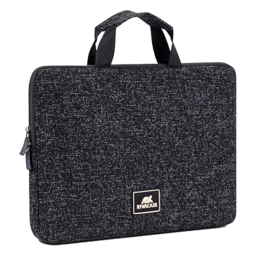 RIVACASE Anvik Laptop sleeve 13.3 to 14 inches with handles fits most Macbook, Laptops Ultrabooks and Tablets with Back zipped pocket Padded Handles Manufactured using Water Resistant Polyester Fabric