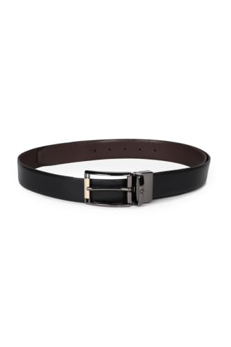 Louis Philippe Men 100% Italian Leather Dual Tone Zinc Alloy Buckle Formal Reversible Belt