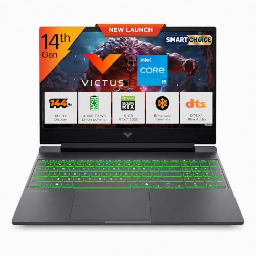 HP Victus 15 Smartchoice, Intel Core i5-14500HX, 6GB RTX 3050, 12GB DDR5(Upgradeable) 512GB SSD, FHD, 144Hz, 300nits,15.6”/39.6cm, Win11,Office24, Mica Silver, 2.3kg, fa2627/2624TX, RGB Gaming Laptop