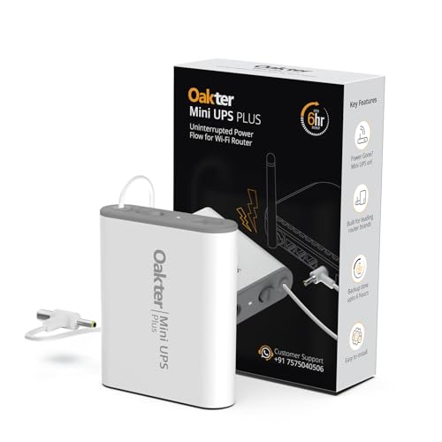 Oakter Mini UPS Plus WiFi Router Broadband Modem | Backup Up to 6 Hours 3×2000 mAh 22.2 Wh| WiFi UPS Power Backup During Power Cuts | UPS Broadband Modem | Current Surge & Deep Discharge Protection