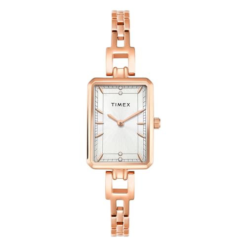 TIMEX Silver-Tone Rectangle Dial Analog Women’s Watch – TWEL22802