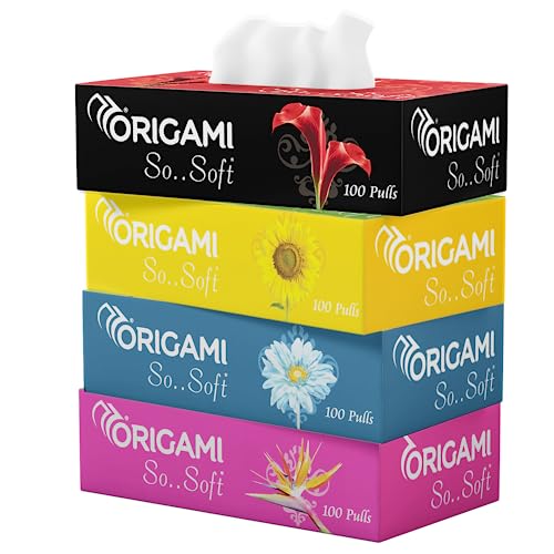 Origami So Soft Facial Tissues | 2 Ply | Pack of 4 | 100 Pulls Each