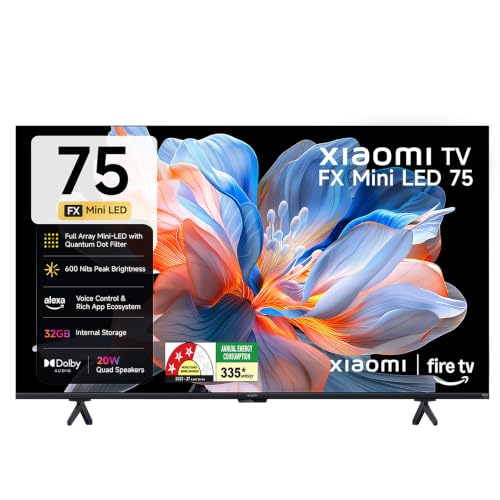 Xiaomi (189 cm) 75 inch FX 4K QD-Mini LED Smart | Full Array Local Dimming | HDR10+ | 120Hz DLG Game Booster | Fire TV | L75MC-FSMIN