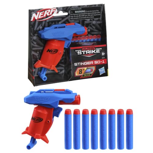 Nerf Alpha Strike Stinger SD-1 Blaster, Single-Fire, Pull-Back Priming Handle 8 Official Elite Darts Easy Load-Prime-Fire, Multicolor