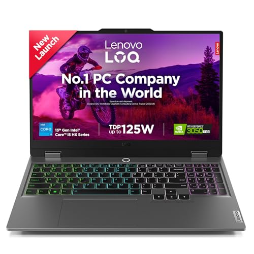 Lenovo LOQ Intel Core i5-13450HX| NVIDIA RTX 3050 6GB (16GB RAM/512GB SSD/144Hz Refresh Rate/15.6″ (39.6cm)/FHD IPS/Windows 11/Office Home 2024/Grey/2.4Kg), 83DV01K3IN AI Gaming Laptop
