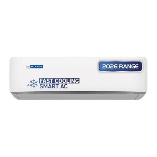 Blue Star 1.45 Ton 5 Star,New Star Rated, Wi-Fi Smart Inverter Split AC (Copper, AI Pro+, 4-Way Swing, DigiQ Hepta Sensor, Blue Fins,Turbo Cool, Self Clean Technology (IC518ZXUS, White))