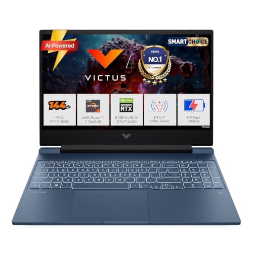 HP Victus Smartchoice, AMD Ryzen 7 7445HS, 6GB RTX 4050, 16GB DDR5(Upgradeable) 512GB SSD, 144Hz, IPS, 300 nits, 15.6”/39.6cm, Win11, Office24, Blue, 2.29kg, fb3130AX/3118AX, Xbox pass*,Gaming Laptop
