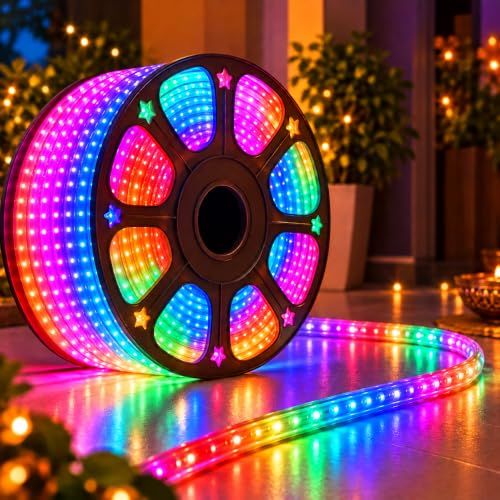 Desidiya 20 Metre Multicolour LED Rope Light for Diwali Decoration | Colourful Flexible Pipe Light for Home, Balcony, Gate & Terrace | Plug-in Party Lights for Christmas, Wedding & Birthday Décor