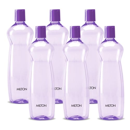 MILTON Pacific 1000 Pet Water Bottles, 1 Litre Each, Set of 6, Purple | BPA Free | Leak Proof | Office | Gym | Home | Kitchen | Travel | Hiking | Treking | Reusable Bottle