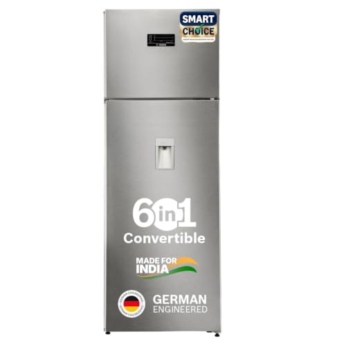 Bosch Smart Choice 368L, 2 Star, Frost Free Double Door Refrigerator with 2.5 L Water Dispenser | 6-in-1 Convertible Storage Modes|VitaFresh |Touch Panel | 2 Cooling System |(CTC39S22AI, Silver, 2026)