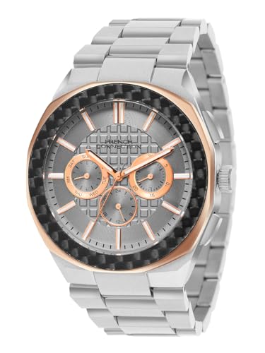 French Connection Textured Grey Round Dial with Stainless Steel Multifunction Watch for Mens – FCH27SM