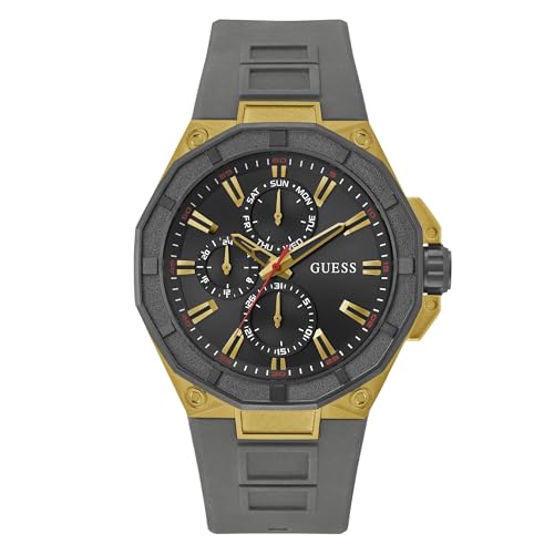 Guess Silicone Men’s Analog Black Dial Men’s Watch-Gw0803G1, Band Color Gray