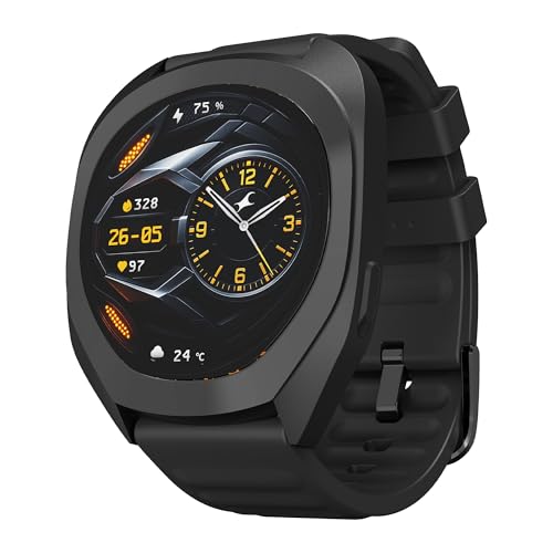 Fastrack Cosmix 1.32″ AMOLED Display Metal Case Smart Watch with Heart Rate Monitor,AI Watchface & Chat,Push Button Interactions,BT Calling,IP68 Water Resistant Upto 5 Days Battery Life – Onyx Black