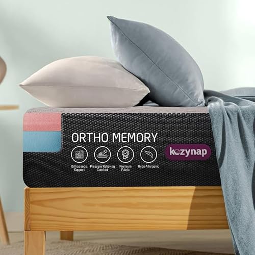 Kozynap Orthopedic Open Cell Memory Foam Mattress for Back Pain Relief Soft Resilience High GSM Fabric 6 Inch Zero Disturbanse 10 Years Warranty (Queen Size 72x60x6 Inch)