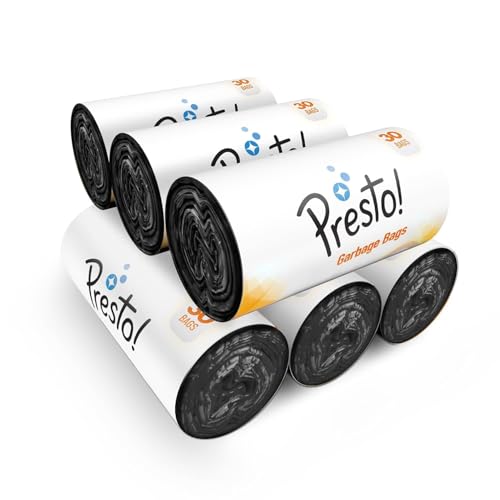 Amazon Brand – Presto! Garbage Bags | Medium | 180 Count | 30 Bags X 6 Rolls | 19 X 21 Inches | For Dry & Wet Waste | Black